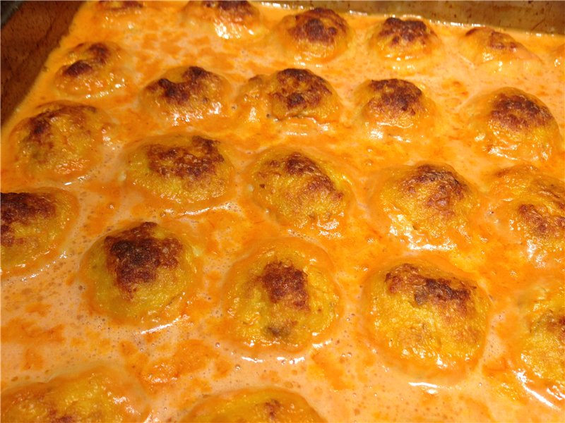 Fish meatballs in sauce (recipe for catering establishments, 1955)