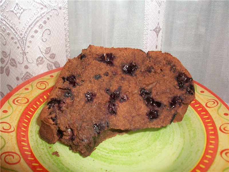 Chocolate muffin with blueberries