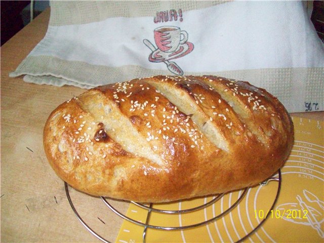 Low acid sourdough bread in the oven