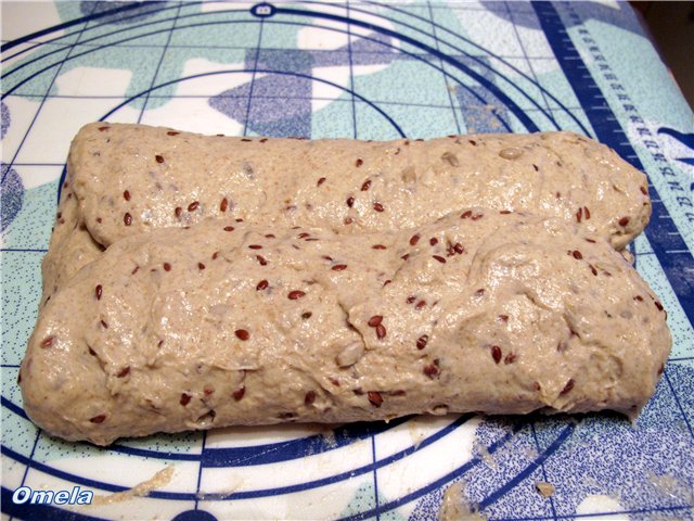 Bread mixed with seeds, flax seeds and sesame seeds