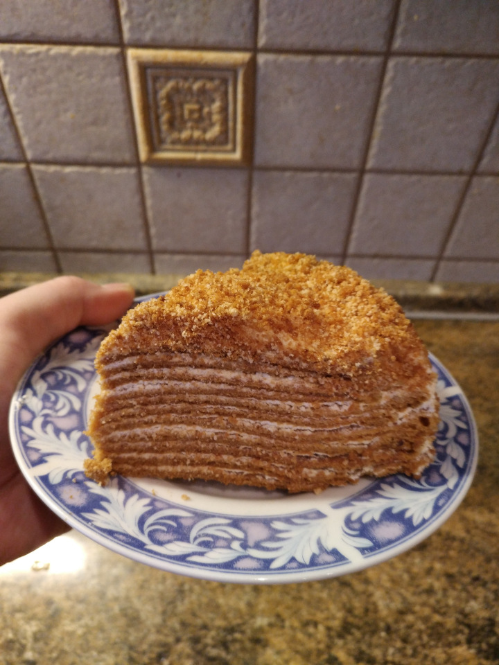 Quick honey cake from bulk dough (baking options in different devices)