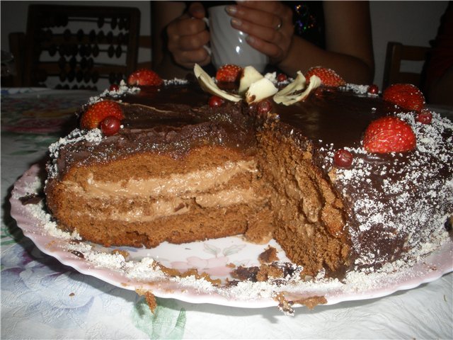 Praagse cake (volgens GOST) in een Panasonic-multikoker