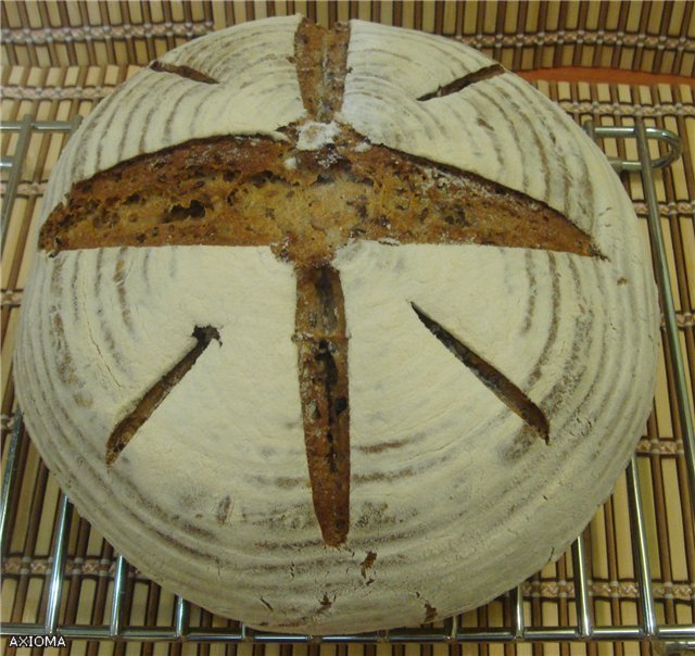 Aromatic rye sourdough bread in the oven