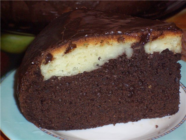 Chocolate pie with curd balls