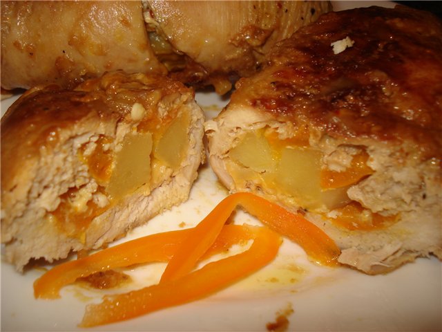 Rollitos de pechuga de pollo con verduras (multicocina Stadler Form)
