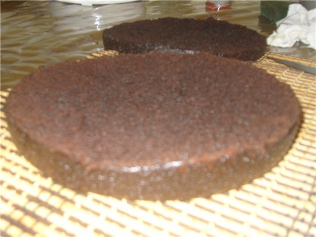 Chocolate cake on boiling water
