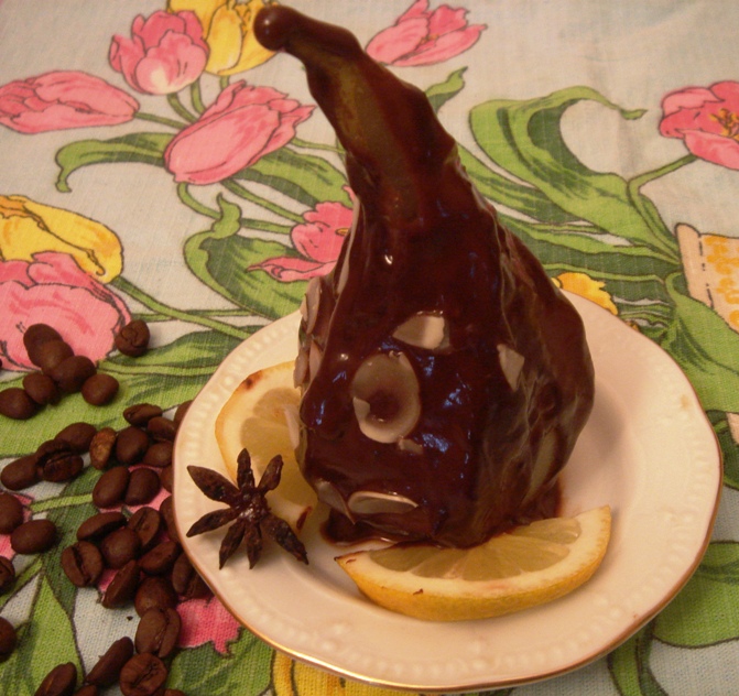 Pears in chocolate (double boiler)