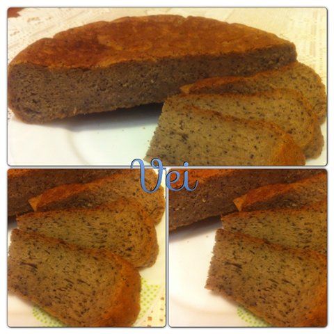 Wheat-buckwheat bread with poppy seeds, flax seeds, walnuts