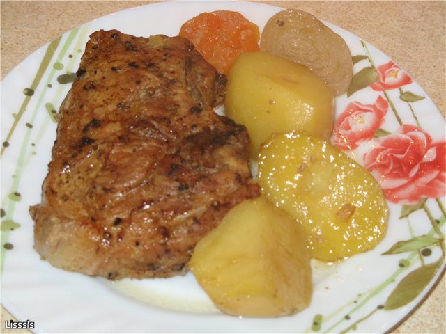 لحم الخنزير مع البطاطس المخبوزة في شيري