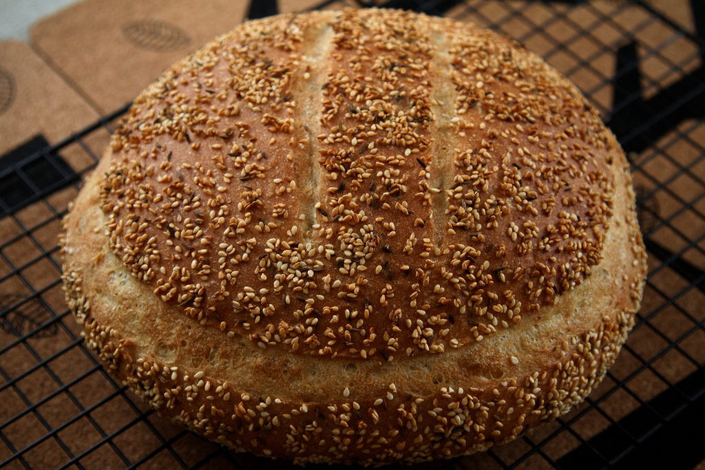 Koulouri, Greek country bread (Koulouri) in the oven