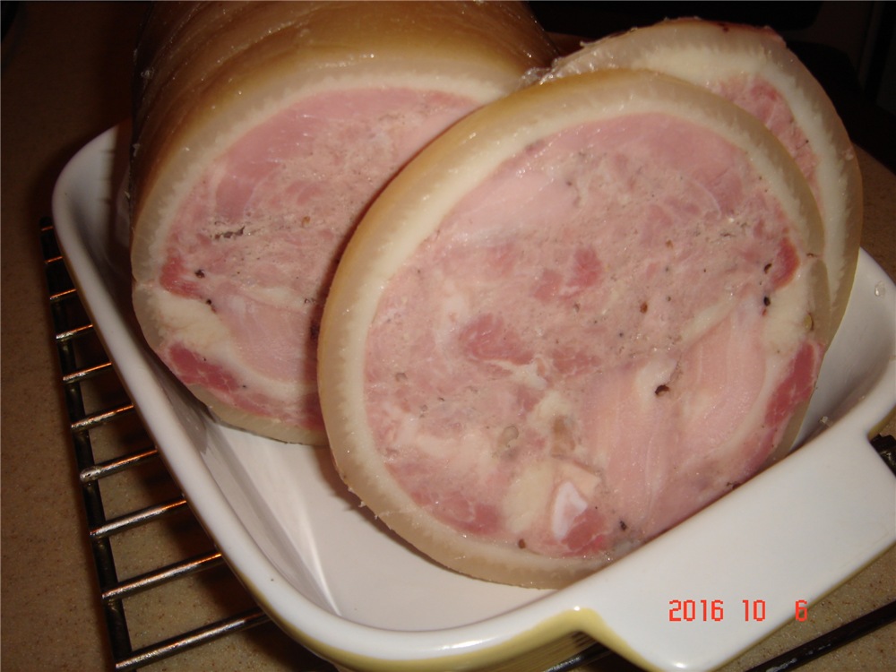 Pork ham in skin in Belobok ham maker without nitrite salt