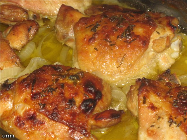 Chicken in beer with mustard and honey