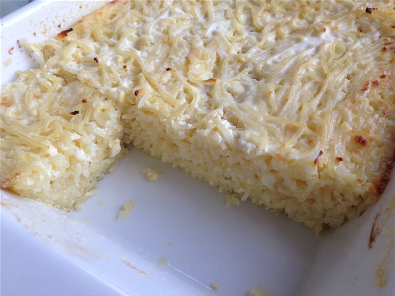 אטריות עם גבינת קוטג '(מתכון למוסדות קייטרינג, 1968)