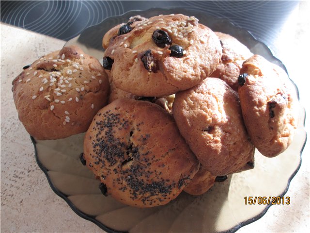 Cookies Curd tortillas with raisins