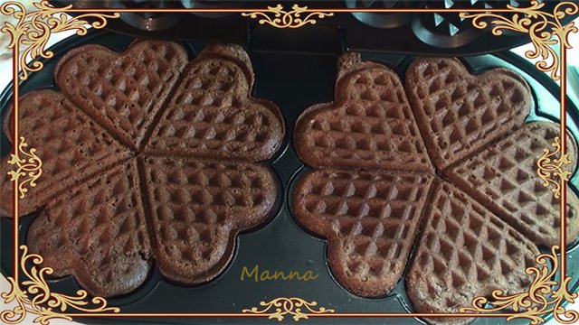 Semolina chocolate chip cookies in a waffle iron