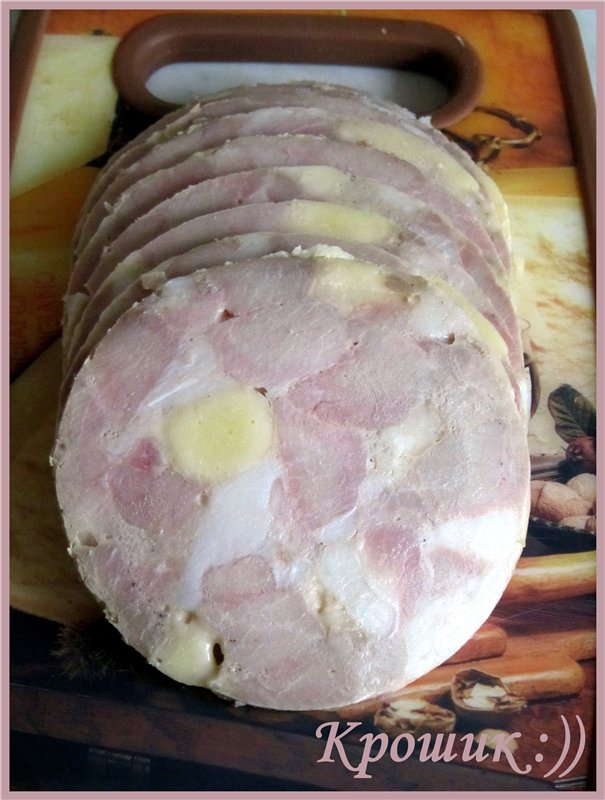 Ham with mushrooms and cheese in Tescoma ham maker