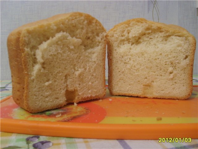 White bread with mayonnaise and cheese (bread maker)