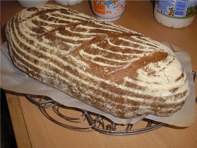 Wheat-rye 50x50 bread with live yeast (bread maker)