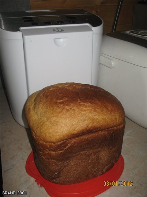 Broodbakmachine Merk 3801. Programma 1 - Wit brood of basis