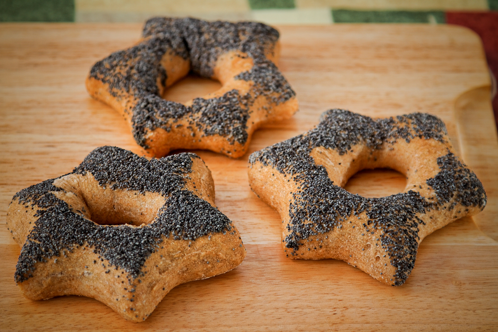 Stars with poppy seeds on a big (oven)