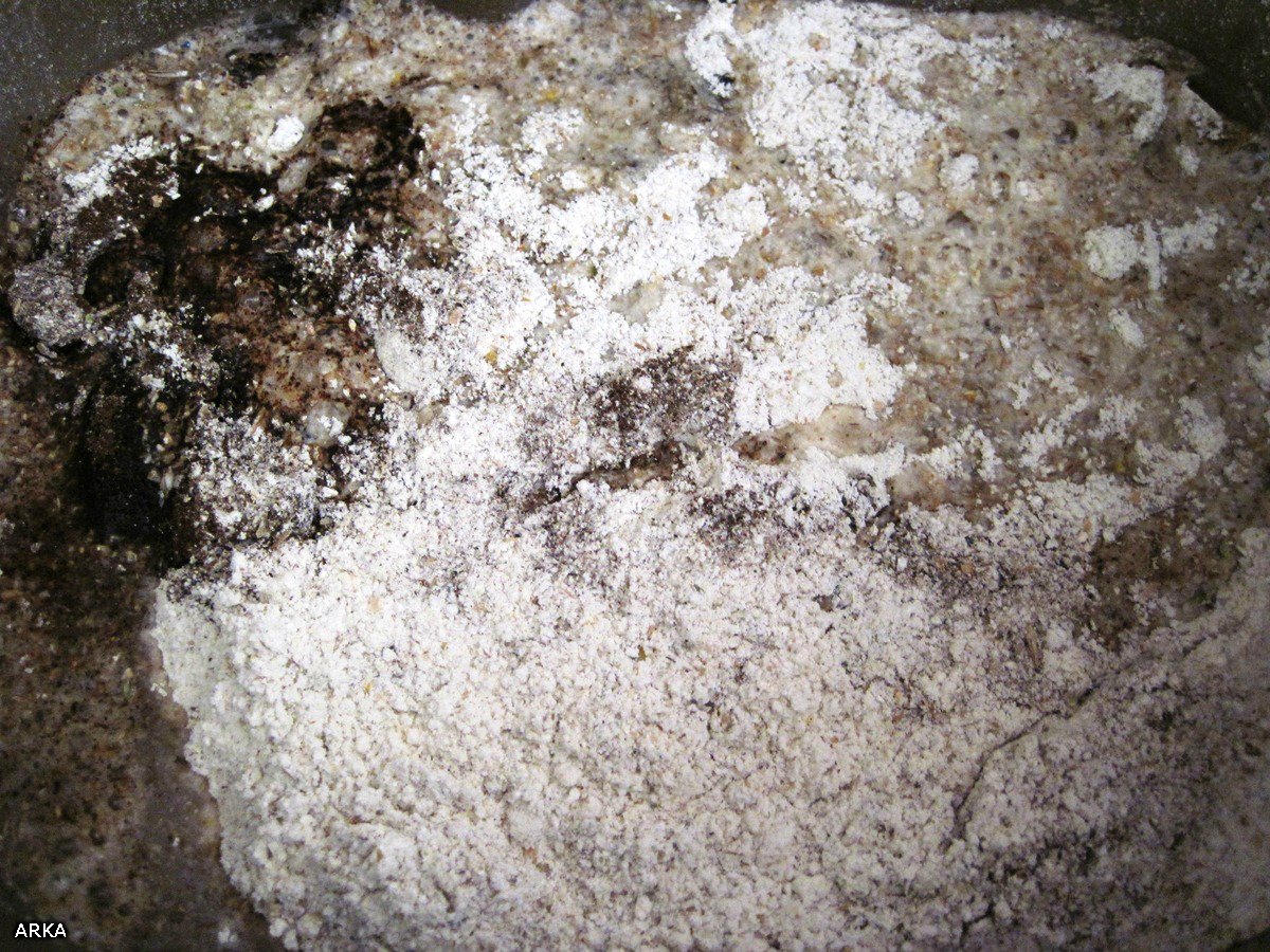 Pan de centeno en masa madre de harina de papel tapiz