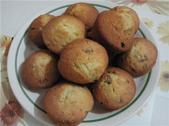 Muffins de cuajada de jengibre con pasas