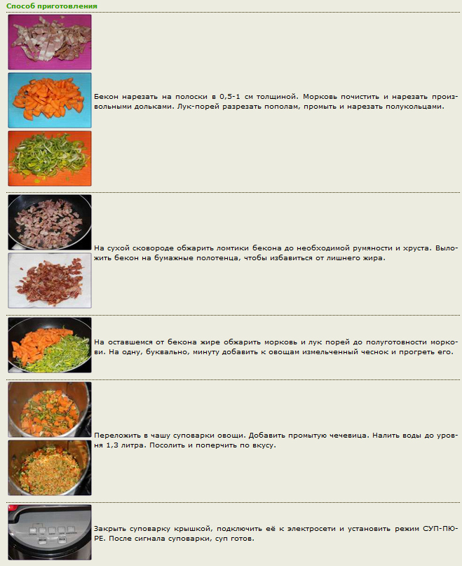Linzensoep met spek en bladerdeegstengels met gemarmerd varkensvlees (Smile 3700 soepkoker)