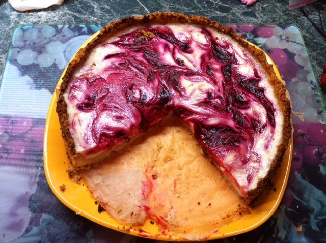 Curd and plum cake