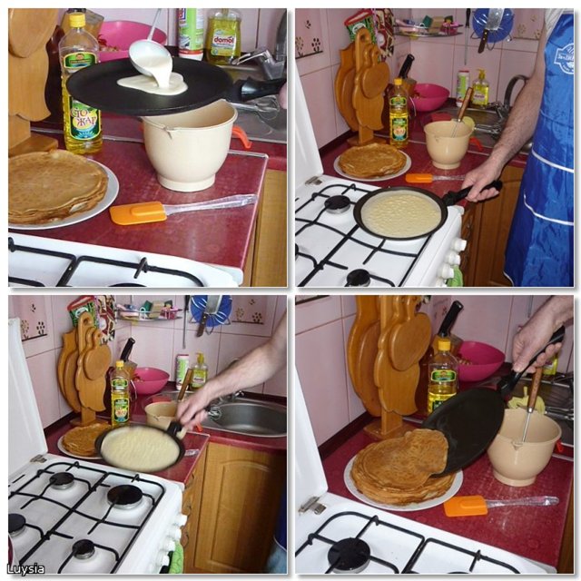Pancakes with potato-mushroom filling and herring sauce