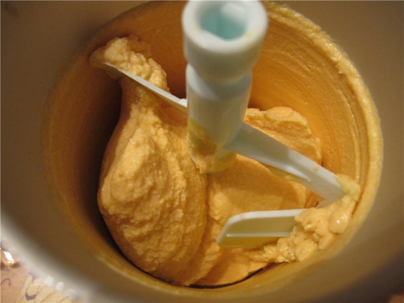 Pumpkin ice cream with gingerbread cookies (Brand 3812 ice cream maker)