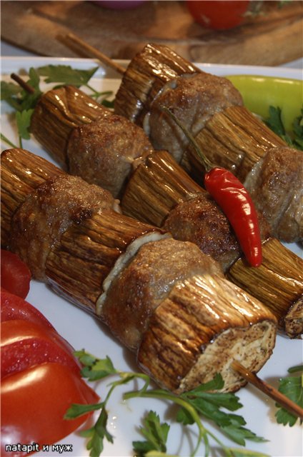 Shashlik-kebab con berenjena (para los amantes)