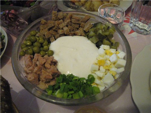 Salade van kabeljauwlever