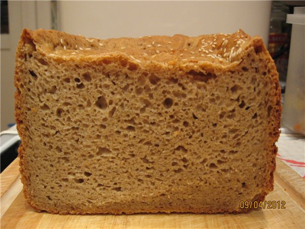 Pan de trigo y centeno ordinario en una panificadora