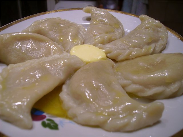 Dough for dumplings on boiling water