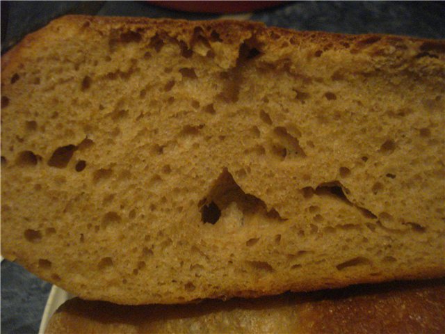 Whole grain bread sourdough in the oven.