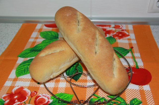 Wheat baguettes on ripe dough in the oven