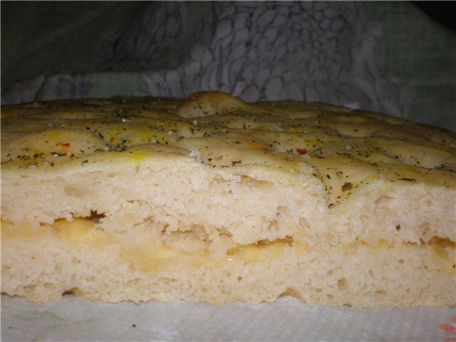 Focaccia with dry herbs and parmesan from Palermo.