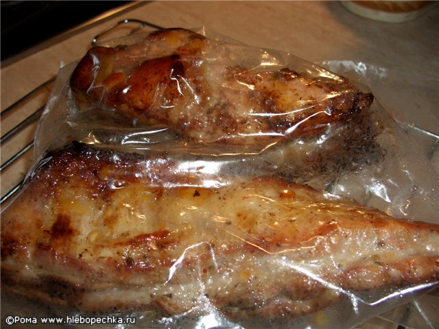 Pork brisket baked with orange sauce