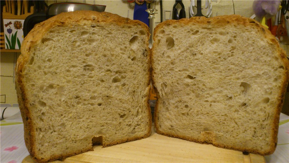 خبز إيطالي مع خلطة سياباتا في آلة خبز