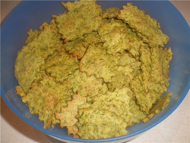 Green dill-garlic cookies