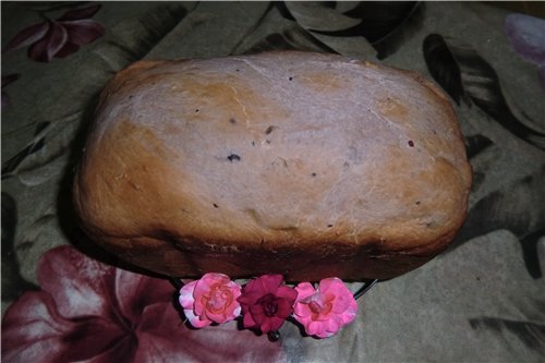 Bread with red and black currants in a bread maker