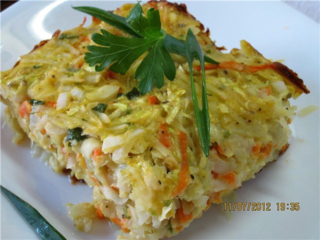 Vegetable kugel with potatoes
