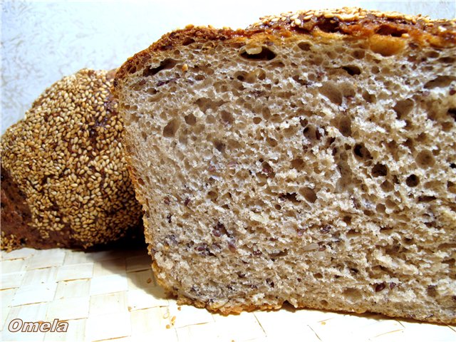 Brood gemengd met zaden, lijnzaad en sesamzaadjes