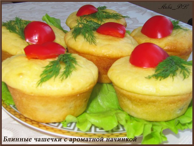 Pancake cups with aromatic filling