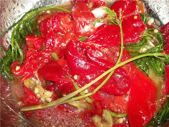 Fillet of hot red pepper marinated