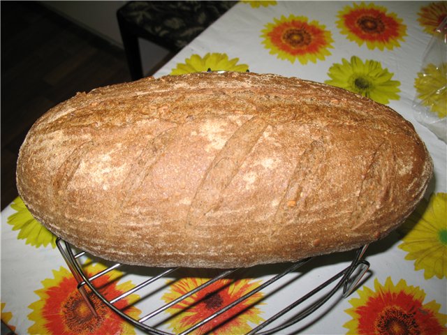 Aromatic rye sourdough bread in the oven