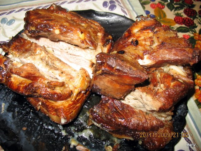 Boiled-smoked podchaevok in Chapaev style
