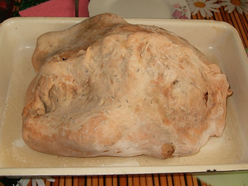Chicken in caraway dough