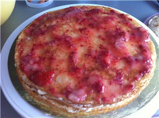 Pancake cake with strawberries