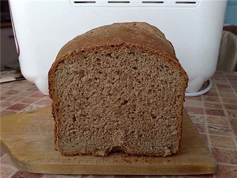 Gray (wheat-rye) sourdough bread with seeds in a bread maker